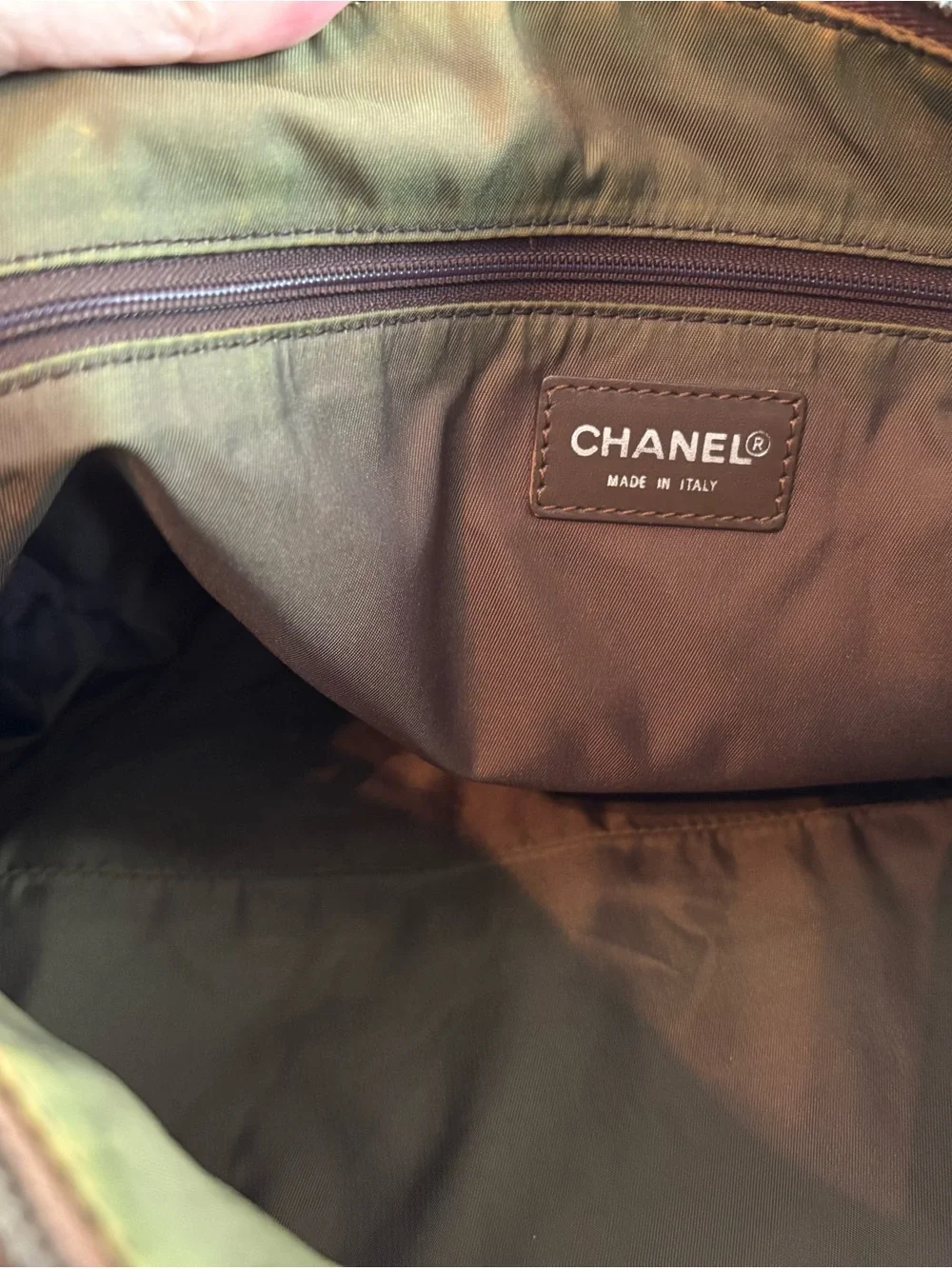 Authentic Vintage Chanel Travel Ligne Nylon Jacquard Barrel Bag